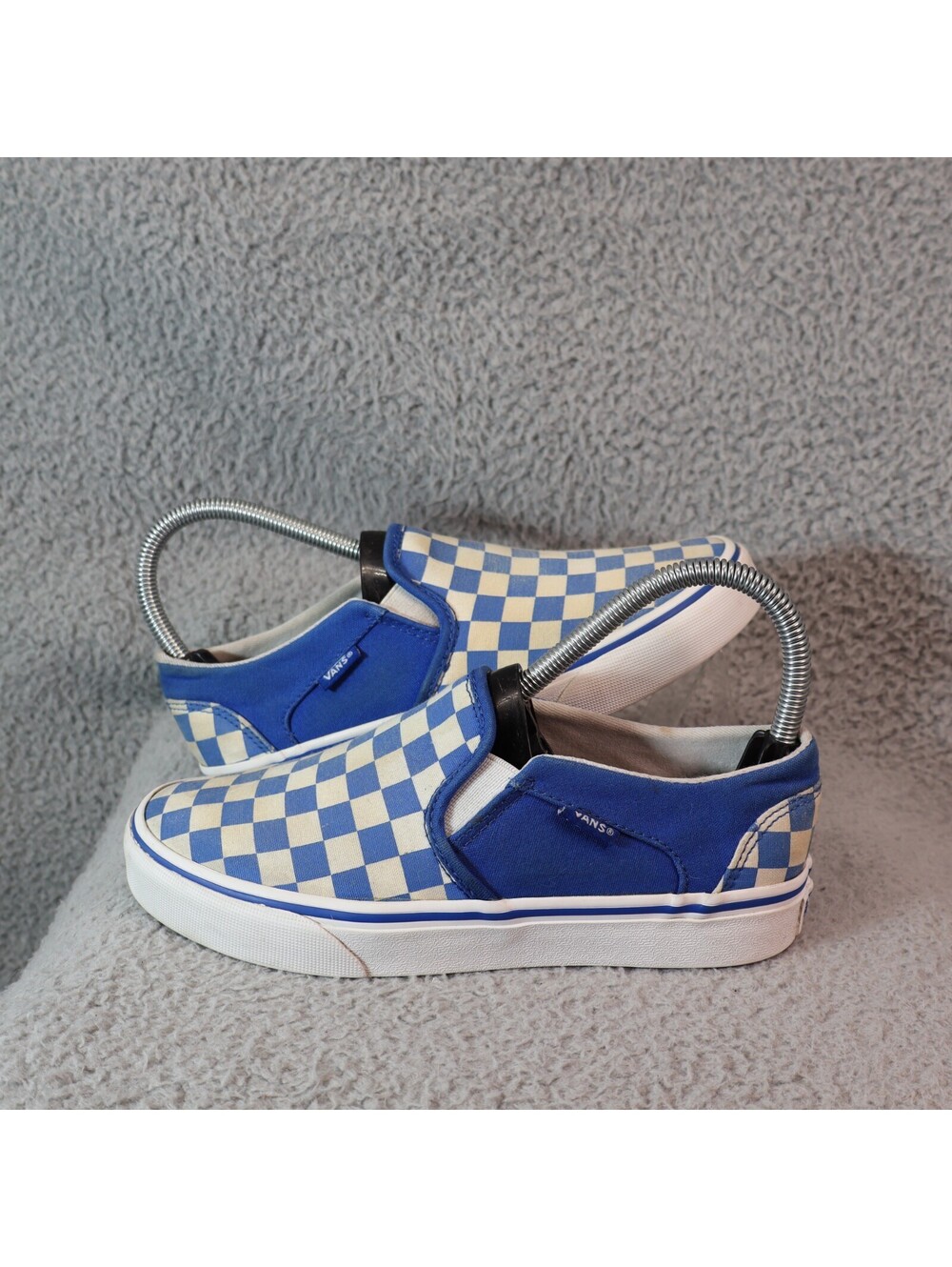 Vans Classic Checkerboard Slip On Canvas Shoes Women 6 Blue